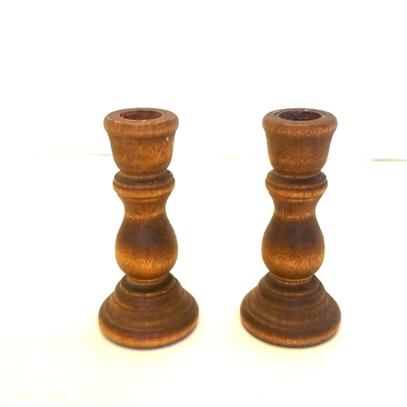 Vintage MINI Wooden Candle Holders - Picture 1 of 6
